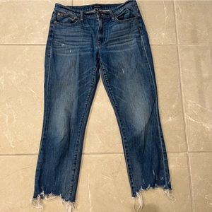 J Crew Jeans Straight Leg Medium Wash Raw Hem